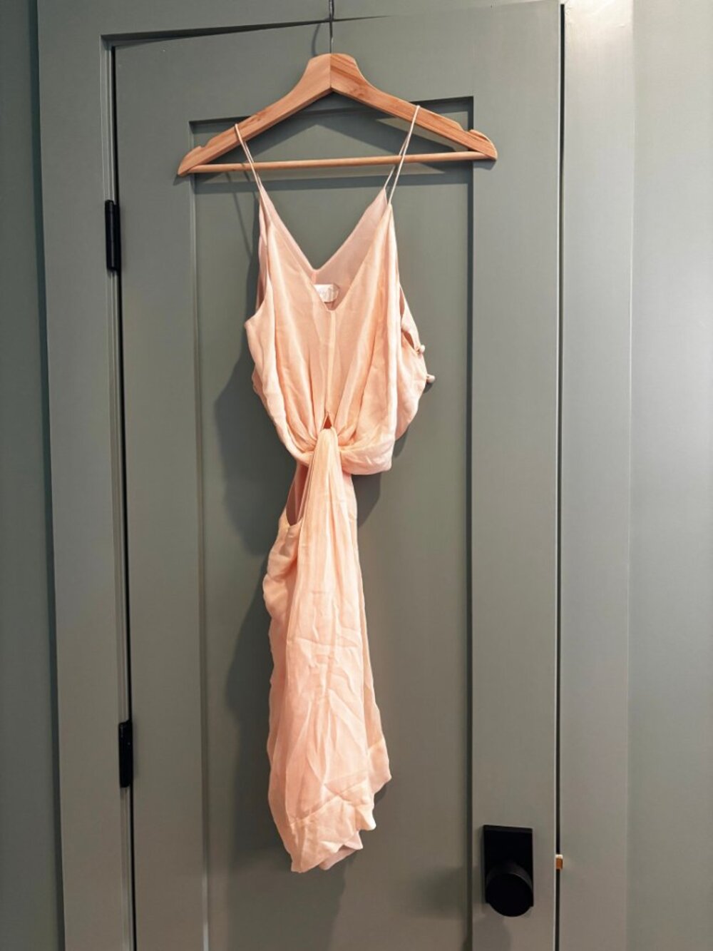 Zimmermann 100% Silk Draped Knot Midi Dress Blush Nude Size 2